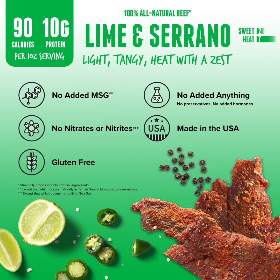 Baja Vida Beef Jerky Lime & Serrano Callouts