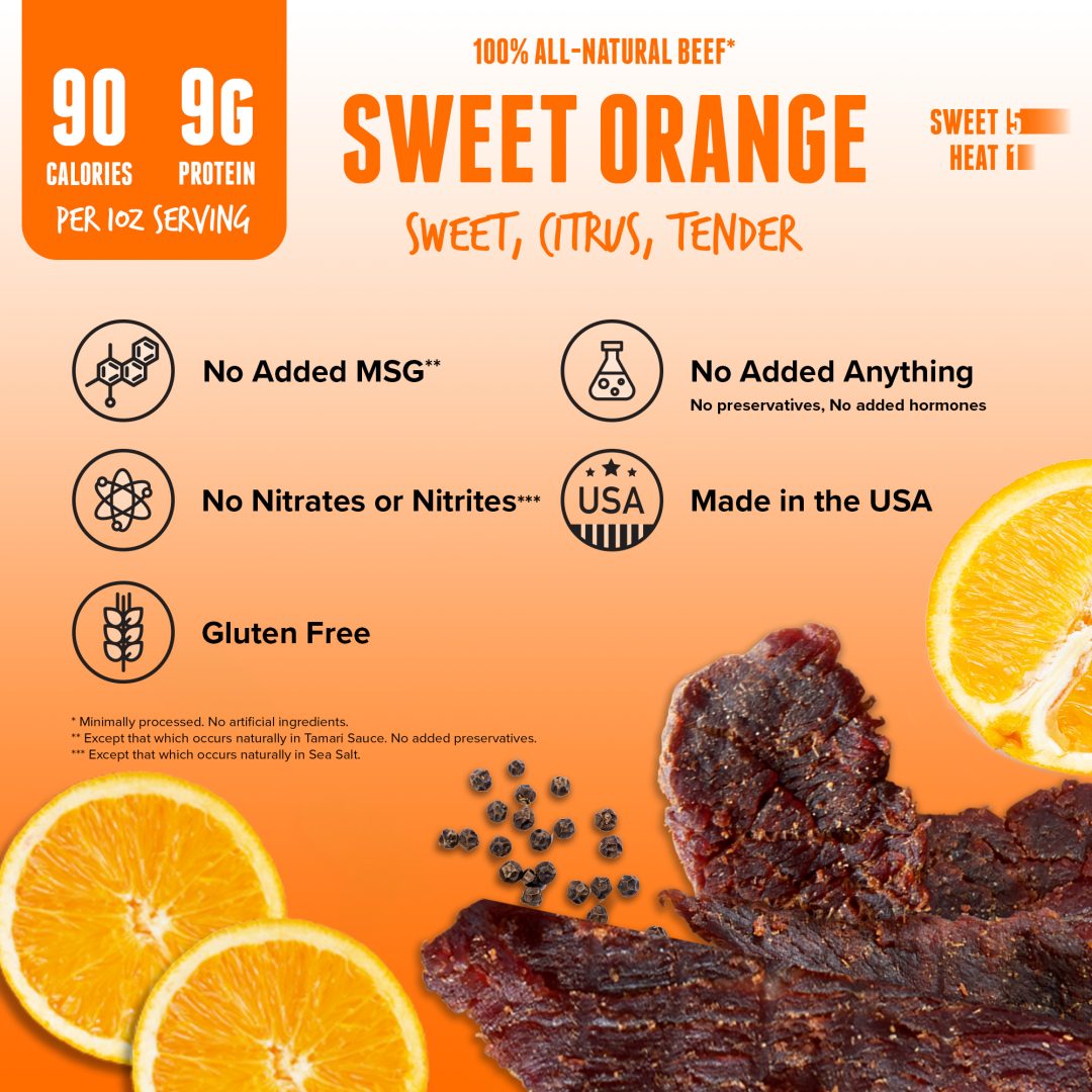 Baja Vida Beef Jerky Sweet Orange Callouts